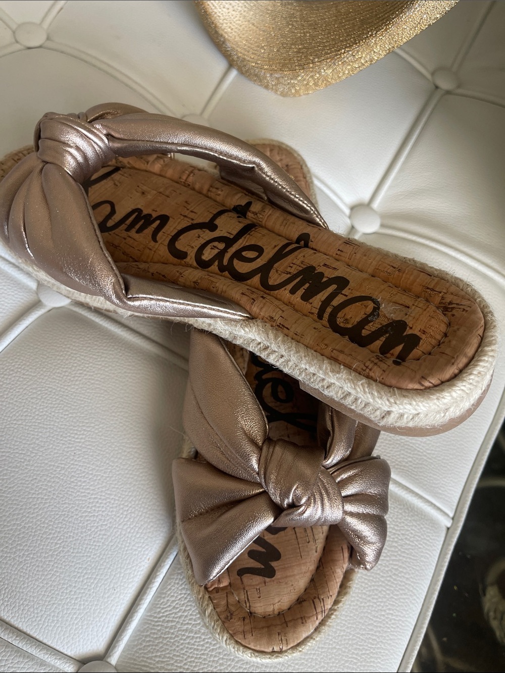 Sam Edelman Metallic Blush Knot Slide Sandals